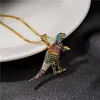 Hanger kettingen hiphop punk sieraden luxe kleurrijke cz plave setting dinosaurus ketting voor vrouwen mannen feestaccessoires morr22