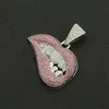 Pendant Necklaces Hip Hop Bite Lip Shape Necklace With 13mm Crystal Cuban Chain Iced Out Bling Hiphop Fashion Jewelry For Men WoPendant Godl