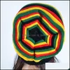 Beanie/Skull Caps Casual Women Crochet Wavy Fine Stripes Beanie Cap Rainbow Skl Hat Europa America Drop Delivery Accessori moda Otklg