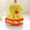 Dog Apparel Puppy Clothes Red Bubble Cherry Woolen Dress Fit Small Autumn Winter Pet Cute Costume Cat Cloth Skirt