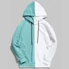 Men's Hoodies European Casual Loose Stitching Sports Pullover Long-sleeved Hooded