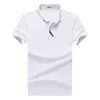 Polos pour hommes Polos Hommes Été Coton Spandex À Manches Courtes Solide Style Coréen Fermeture À Glissière Mâle Marque Mode Slim Fit Tees Tops