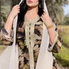 Roupas étnicas muçulmanas abaya turco dubai kaftan manto mulheres imprimidas maxi vestidos de manga longa vestidos de noite