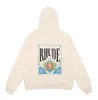 Nya män hoodies rhude hooded män kvinnor designer mode populära brev trycker pullover vinter svart vit tröjor