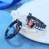 Hochzeit Ringe X-Jue Mode Luxus Gefüllte Perle Für Frauen Engagement Schwarz Gold Farbe Rot CZ Zirkon Sets Krone schmuck