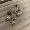 Dangle Küpeler Avize Koreli Parlak Yıldız Snowflake Kadınlar Hayalleri Kar Zirkon Kolye Tatlı Kızlar Gösteri Partisi Ziyafet Kulağı Jewelrydangle