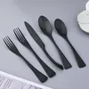 Flatware Sets Black Matte 304 Stainless Steel Cutlery Set Mixed Color Knife Fork Spoon Home Cooking Utensils