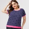 Women's T Shirts 2023 Summer Mom Clothes Short Sleeve Chiffon Fashion Ladies Vintage Elegant Plus Size Womens Polka Dot Tops