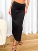 Kjolar 2023 sommar kvinnor sexig midi kjol klubb gata hög midja solid svart veckad smal fit bodycon split blyerts parti kvinnlig