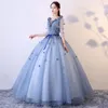 Casual Dresses Host Performance Costume Art Test Annual Meeting Stage Long Elegant Maxi Party Blue Women Plus Size Puffy Evening Dress