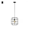 Pendant Lamps Black Iron Cage Light Cord Fixture Modern Retro Vintage Loft Industrial Bulb Hanging Lamp Luminaria Living Dining Room