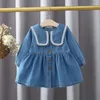 Vestidos de niña 2023 9 12 18 24 M M M Girls 'Baby Baby Birthday Denim Vestido para ropa nacida Spring Otoño de otoño