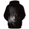 Heren Hoodies film IT Pennywise Clown Stephen King 1990 2023 Horror unisex hoodie sportkleding sweatshirt 3D -printen