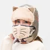 ベレット男性のための温かいトラッパーの帽子earflap mask暖かいネックゲイターを備えた風の耐熱フリース