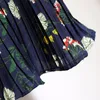 Skirts Women Spring Summer Midi-length Femme Floral Print Pleated Bottoms Elastic High Waist Elegant Skirt For Mujers