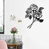 Dekorativa figurer Moderna rosväggskonstdekor Vattenbeständig antideformad hållbar järnjätt Roses Black Craft Home Living Room