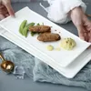 Пластины чисто белые большие книжные тарелки Керамическая плоская плоская длинная в западном стиле с закусками для закусочных суши эль-эль дисплей