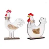 Decorative Figurines Creative Wooden Rooster Hen Shape Chicken Easter Egg Crafts Ornament Home Decor Festive Atmosphere Desktop Decoration