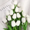 Decorative Flowers & Wreaths 20pcs Artificial Tulips Real Touch Champagne Tulip Fake Holland PU For Wedding Party Office Home Garden Decorat