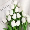 Flores decorativas grinaldas 20pcs tulipas artificiais Touch real Tulip tulip falsa Holland PU para festa de casamento Decoração de jardim em casa