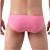 Underpants Sexy Briefs Shorts Men Underwear Solid Ice Silk Panties Transparent Seamless Low Rise U Convex Pouch Plus Size M-3XL