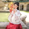 Desgaste do palco de estilo chinês Ming Clothing Women Ethnic Tradicional Vestido de Hanfu Salia e Kimono Top Set