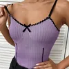 Damestanks vrouwen paarse gebreide crop tops riemen sexy camis schattig voor zomer y2k 2023