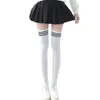 Women Socks 1 Pair Black White Striped Long Stockings Girls Thigh High Over Knee Sexy Quality Stocking Female