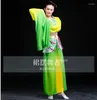 Bühnenkleidung (0140) Chinesische klassische Tanzkleidung Hanfu Antikes Kostüm Feenset Gelb Grün Lange Ärmel Wasserfliegen