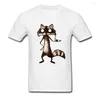 T-shirts pour hommes Chemise blanche Raton laveur et escargot Tops T-shirts pour hommes T-shirts de conception drôle T-shirts en coton Vêtements de dessin animé T-shirt imprimé en gros