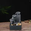 Decoratieve beeldjes Water Fountain Desktop ornamenten stromende waterval verzamelen geluk Feng Shui met LED -lichttafel Decor