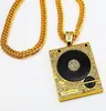 Hänge halsband mode dj phonograph pendelt guld och silverfärgade färgchain män hip hop lång halsband mor22