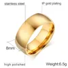 Anneaux De Mariage Pour Hommes Or-Couleur 8mm En Acier Inoxydable Argent Couleur Simple Style Classique Mâle Fine Bijoux Cadeau D'anniversaire Engraved1