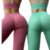 Ensembles actifs 2 Pcs Yoga Set Femmes Gym Sport Costumes Leggings Sans Couture Taille Haute Shorts Push Up Pant Sexy Soutien-Gorge Sport Crop Top Vêtements D'entraînement