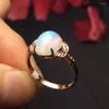 Cluster Rings Fine Jewelry Real Pure 18 K Gold AU750 G18K Diamonds Natural Golden Opal Gemstone Female For Women Ring