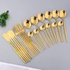 Столовые наборы Durtens 24pcs Dinandware Set Set Setring Gold Gold Sutreer Sutror Sutroring Нож для серебряной вилки ложки посудомоечная машина сейфу безопасность