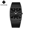 Avanadores de pulso wwoor 2023 Men Men Causal Watch Square Black Mesh Aço Quartz Esportes Relogio Masculino à prova d'água