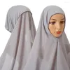 Abbigliamento etnico JTVOVO 2023 Hijab istantaneo in tinta unita con cinturino in chiffon Cappuccio comodo e veloce da indossare Cappello turbante con velo sottile da donna