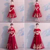 Etnische kleding toast bruid zomer lange sectie Chinese stijl hoge taille zwangere vrouwen rode bruiloft mode avondjurk qipao