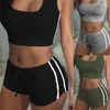 Active Sets Sexy Women Yoga Set Female Sleeveless Tank Top Bra Fitness Shorts Running Gym Sports Clothes Suit Black Gray Army Green
