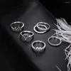 Wedding Rings 6pcs/Set Boheemian Vintage Silver Color Metal Knuckle For Women Hope Letter Ring Set Gypsy Party Sieraden