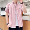 Men's Casual Shirts Grey Stripe Shirt Long Sleeve Spring/autumn Business Easy Ironing Wrinkle Resistant Senior Short InchMen's