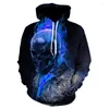 Herrtröjor faller/vinter bekväm hoodie 3d tryckt personlighet mask skalle män kvinnor huva hip-hop tröja svart casual