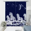 Curtain Blue Sky Curtains White Horse Bedroom Living Room Windproof Thickening Blackout Fabric