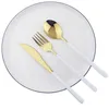 Flatware Sets 24Pcs/Set Black Gold Cutlery Set Knife Fork Spoon 18/10 Stainless Steel Tableware Mirror Dinnerware