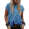 여자 T 셔츠 2023 여름 식물 꽃 3D 패턴 짧은 슬리브 둥근 목 라운드 느슨한 패션 여성 티셔츠