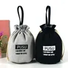 Storage Bags Canvas Beaded Drawstring Bag Printed Mobile Phone Key Ring Color Random