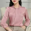 Blouses pour femmes 2023 printemps et automne mode coréenne chemise pour femmes hauts conception haut de gamme à manches longues Satin Blouse décontractée