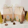 Cadeau cadeau 10pcs boîtes de papier kraft boîte de Noël maison forme bonbons biscuits alimentaires emballage anniversaire fête de mariage faveurs sacs