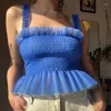 Damestanks y2k esthetische retro crop top vintage elastische magere korset chique vrouwen ruches zoom spaghetti band camisole vest kleren